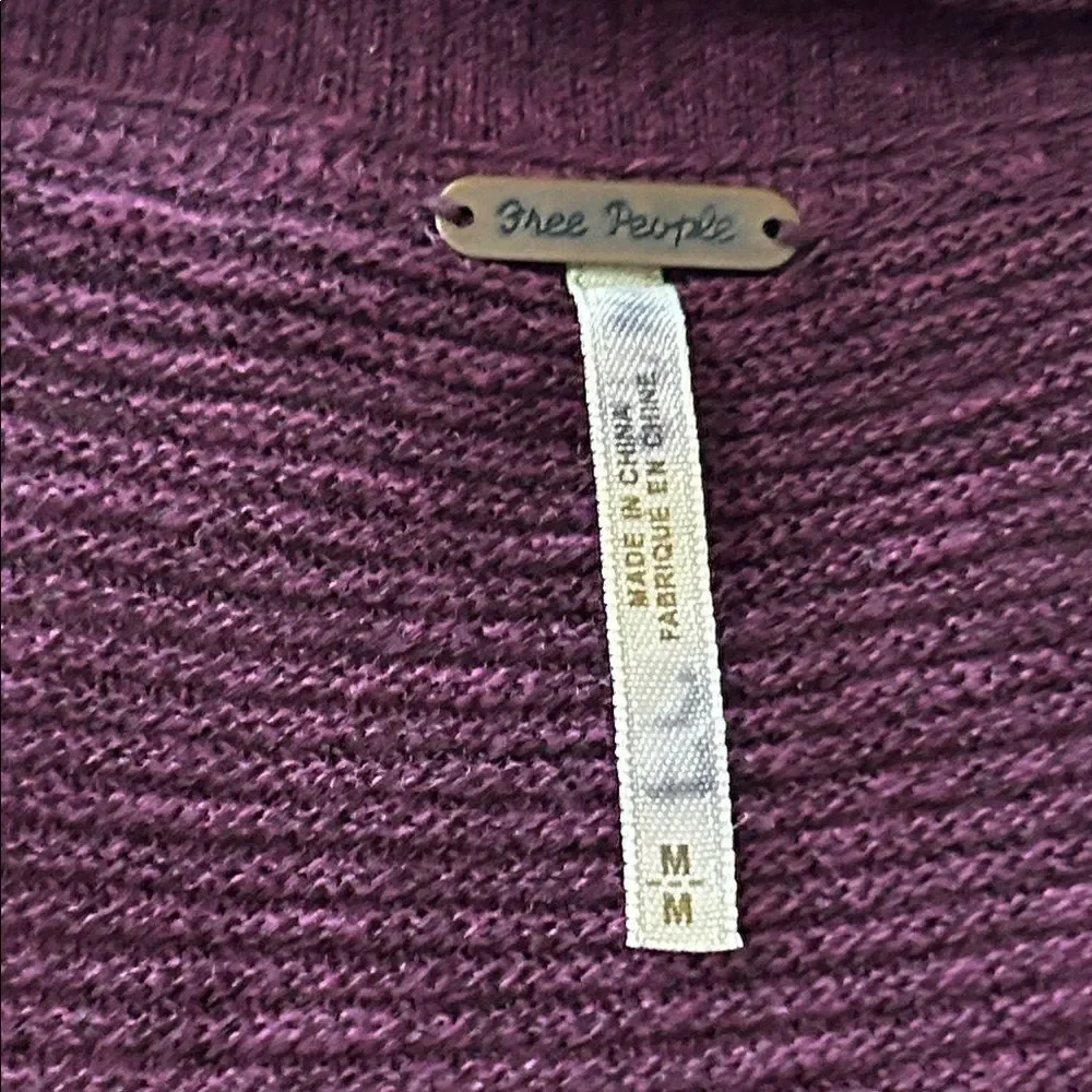 Free People Tunic Sweater Size Small Purple Hi/Lo Linen Blend Long Sleeve M